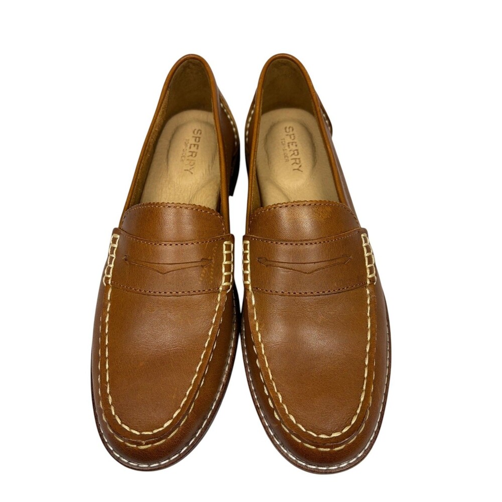 Sperry Top-Sider Women's Leather Penny Loafters - Cognac Brown Sz 6.5 NWOT